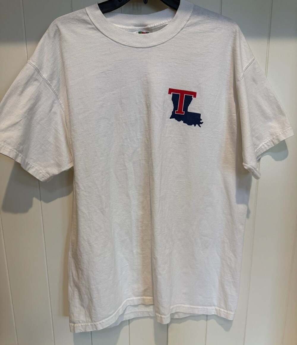 Vintage Fruit of the Loom Lofteez Louisiana Tech Bulldogs State Logo T-Shirt